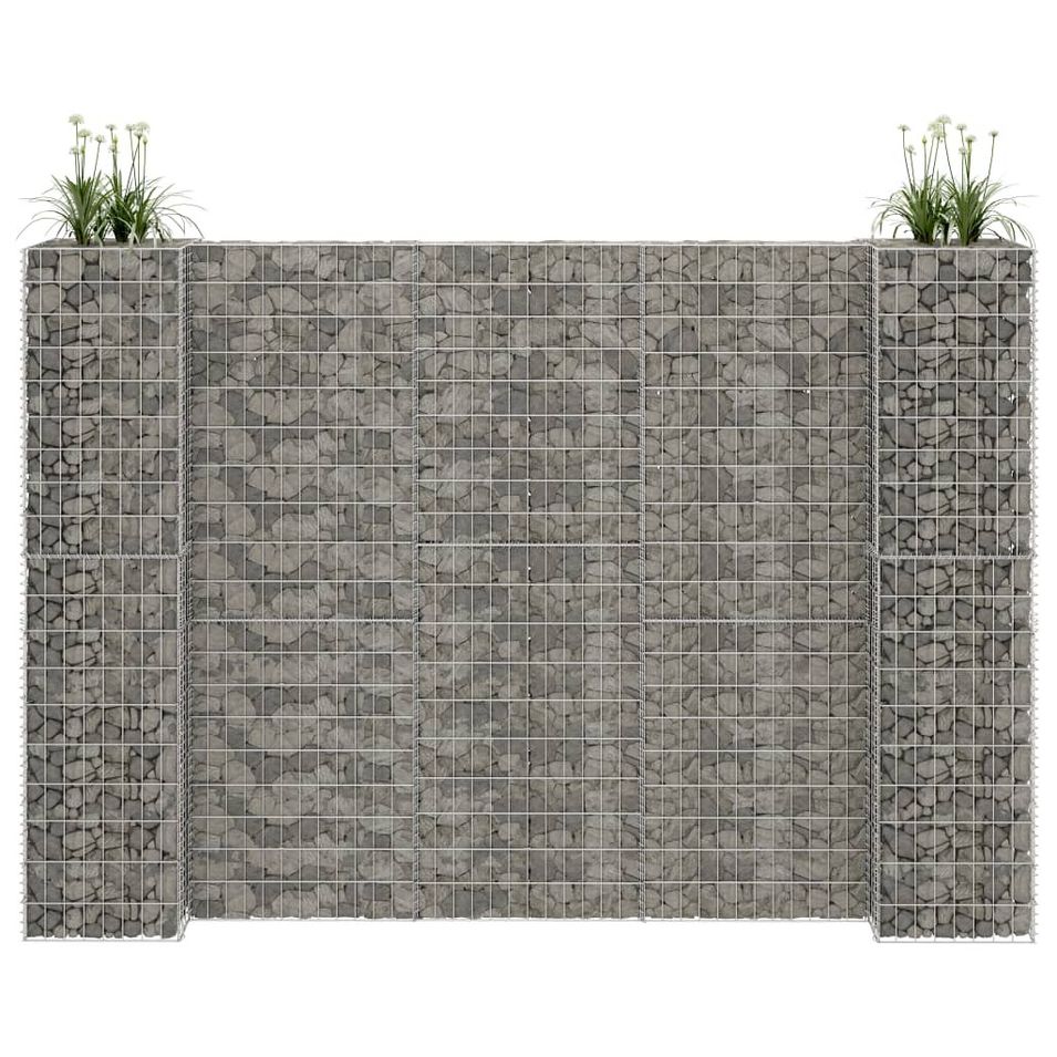 Jardinière à gabion en H Fil d'acier 260x40x180 cm - Photo n°1
