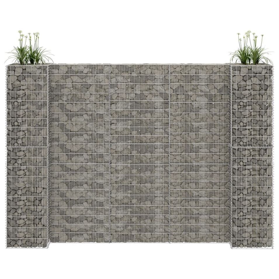 Jardinière à gabion en H Fil d'acier 260x40x200 cm - Photo n°1