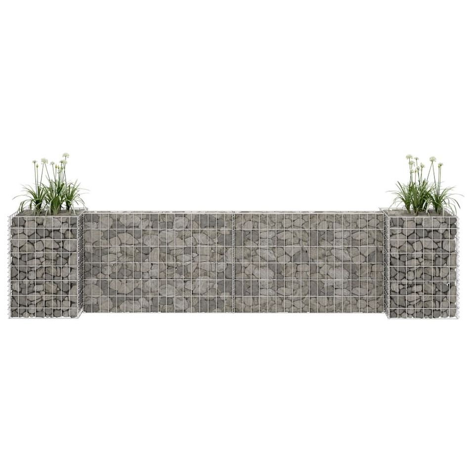 Jardinière à gabion en H Fil d'acier 260x40x60 cm - Photo n°1