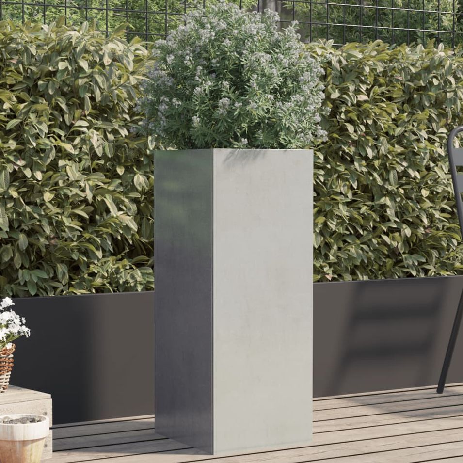 Jardinière argenté 32x27,5x75 cm acier inoxydable - Photo n°1