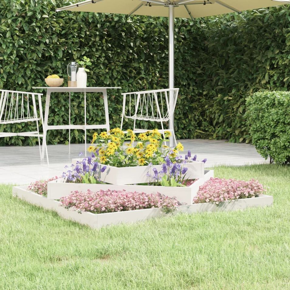 Jardinière Blanc 112x112x27 cm Bois massif de pin - Photo n°1