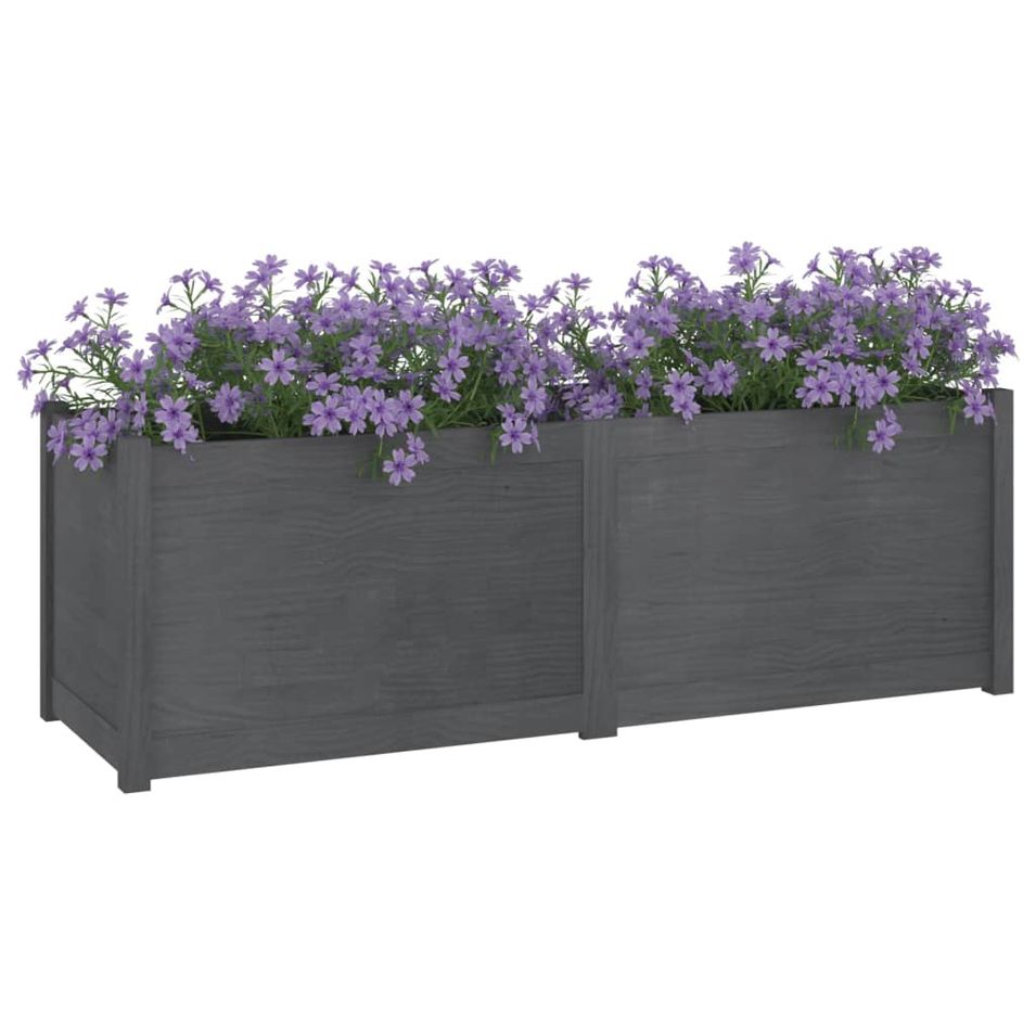 Jardinière d'extérieur Gris 150x50x50 cm Bois de pin massif - Photo n°1