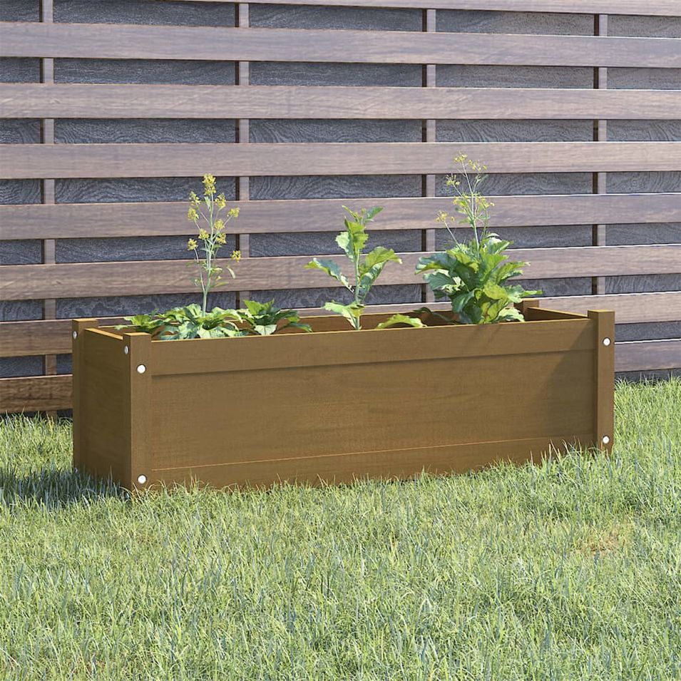 Jardinière d'extérieur Marron miel 100x31x31 cm Bois de pin - Photo n°1