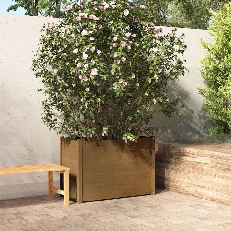 Jardinière d'extérieur Marron miel 100x50x70 cm Pin massif - Photo n°1