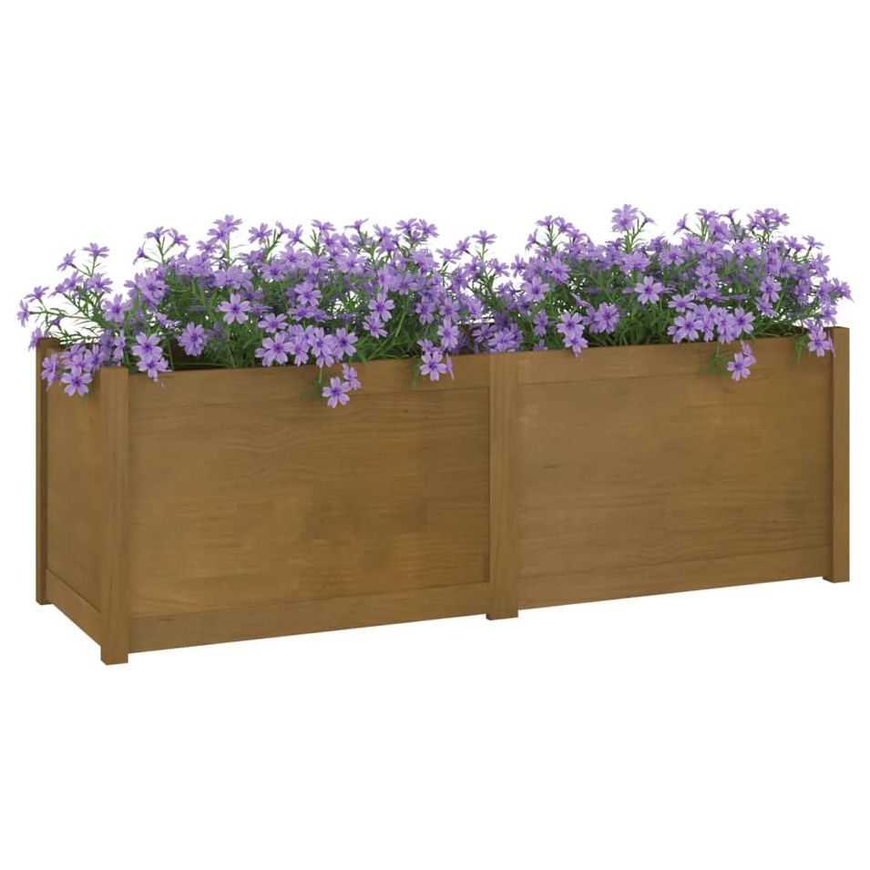 Jardinière d'extérieur Marron miel 150x50x50 cm Pin massif - Photo n°1