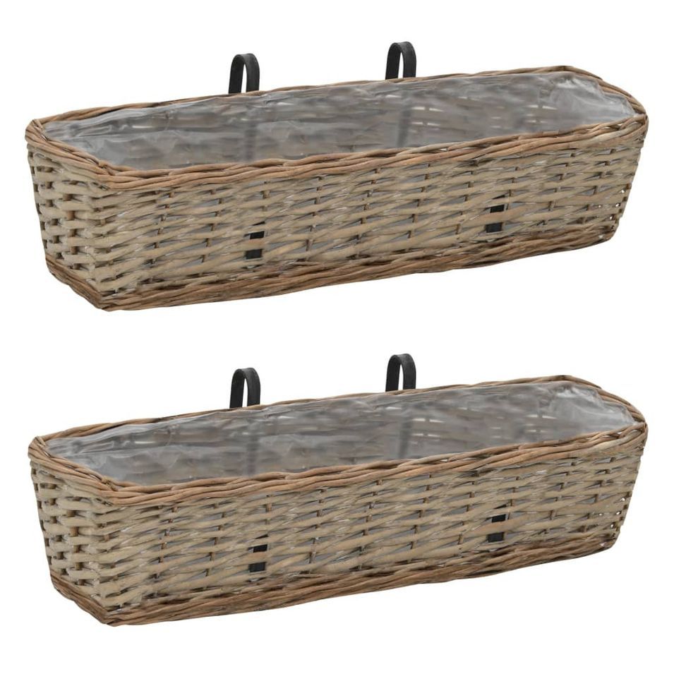 Jardinière de balcon 2 pcs Osier avec doublure en PE 60 cm - Photo n°1