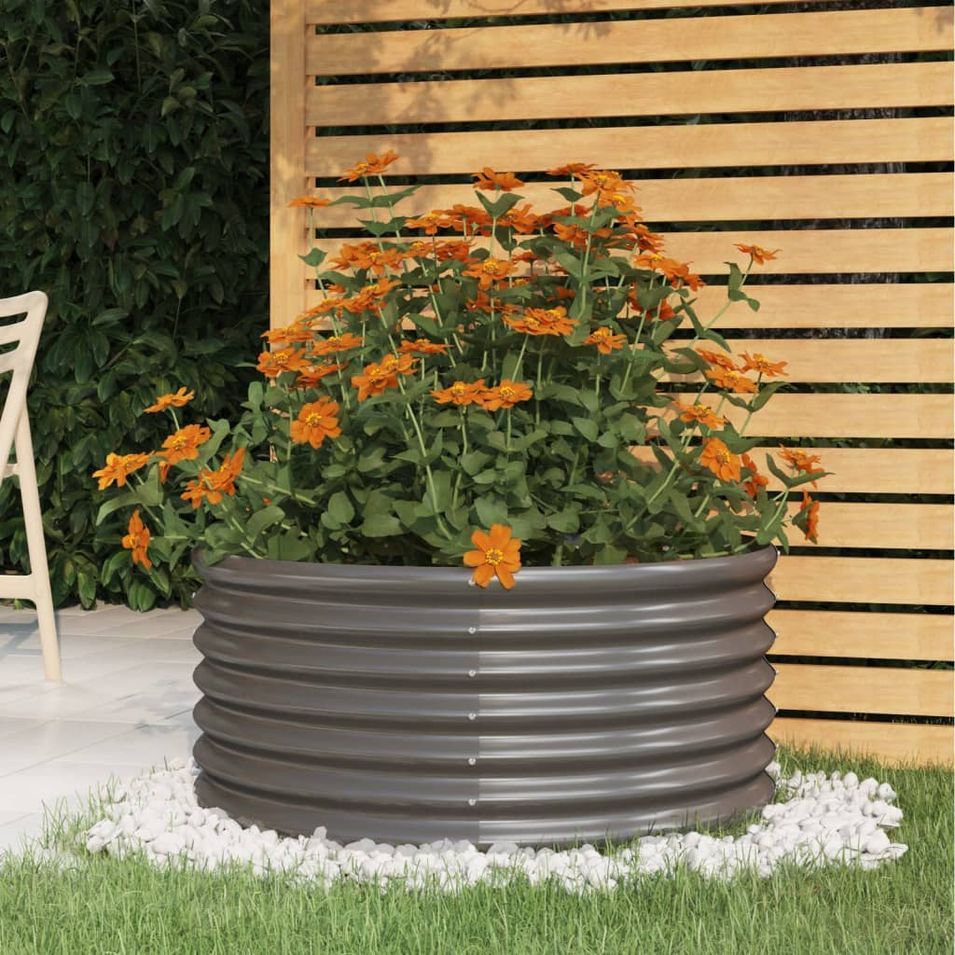 Jardinière de jardin Acier enduit de poudre 80x80x36 cm Gris - Photo n°1