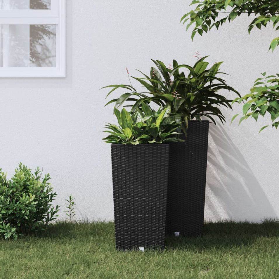 Jardinière et intérieur amovible anthracite 11/26,5 L rotin PP - Photo n°1