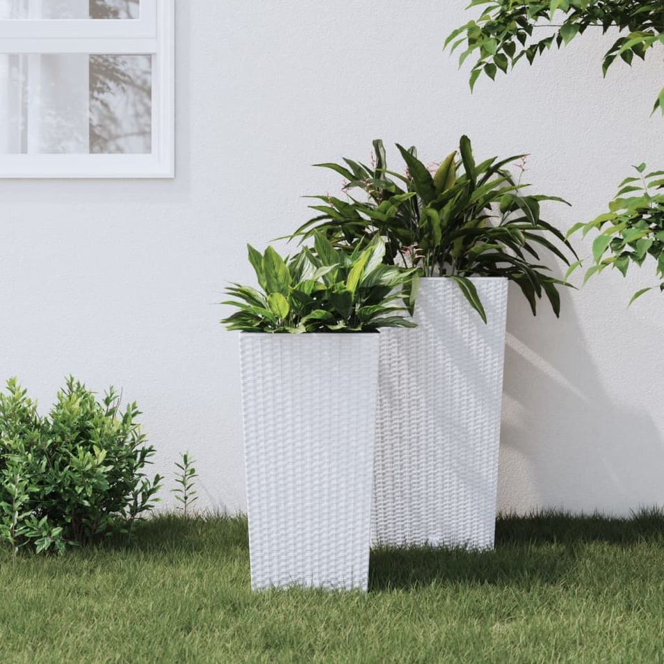 Jardinière et intérieur amovible blanc 11/26,5 L rotin PP - Photo n°1
