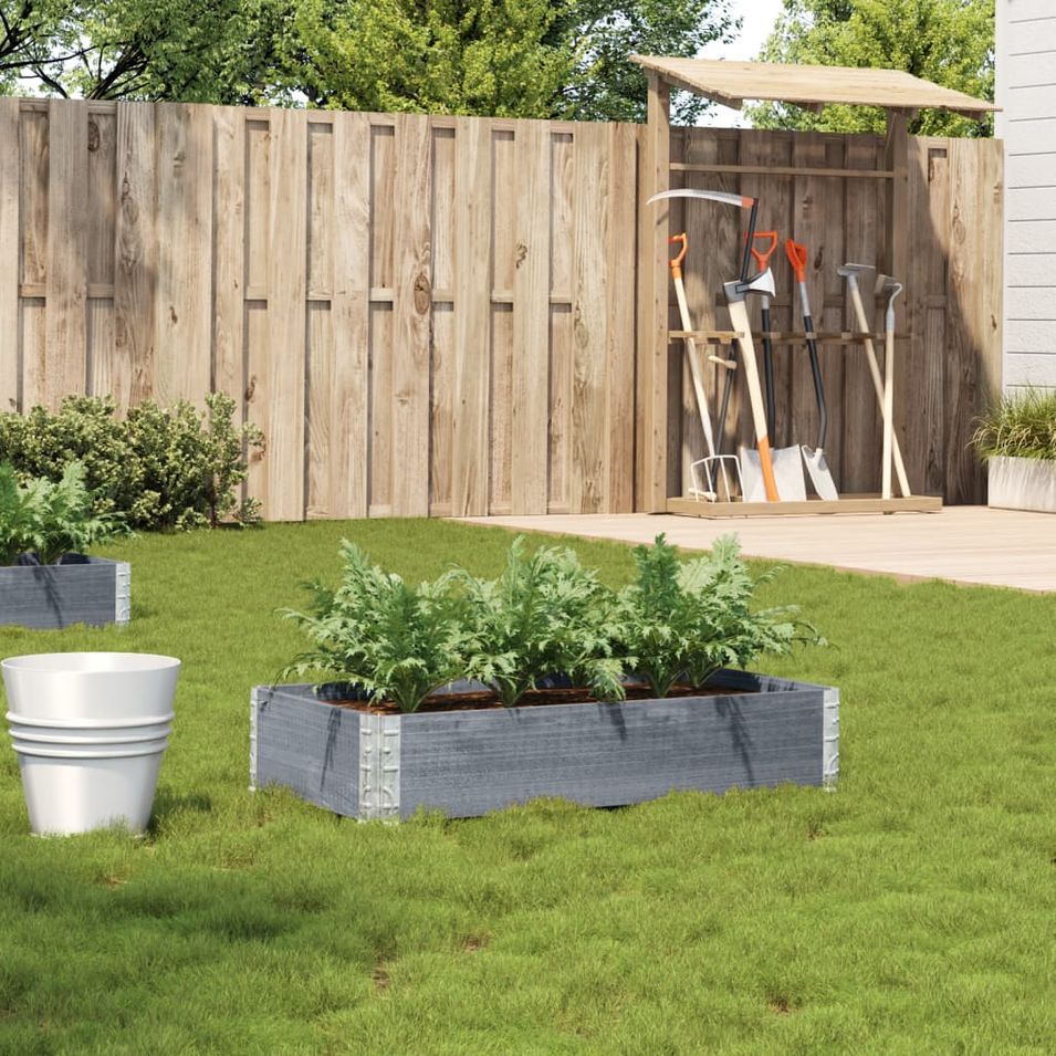 Jardinière gris 100x50 cm bois massif de pin - Photo n°1