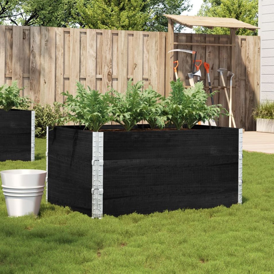 Jardinière noir 120x80 cm bois massif de pin - Photo n°1