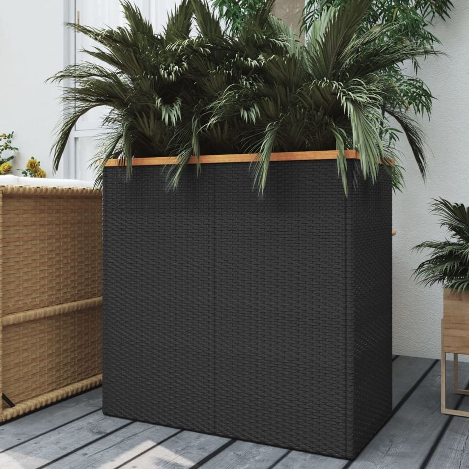 Jardinière noir 80x40x80 cm résine tressée - Photo n°1