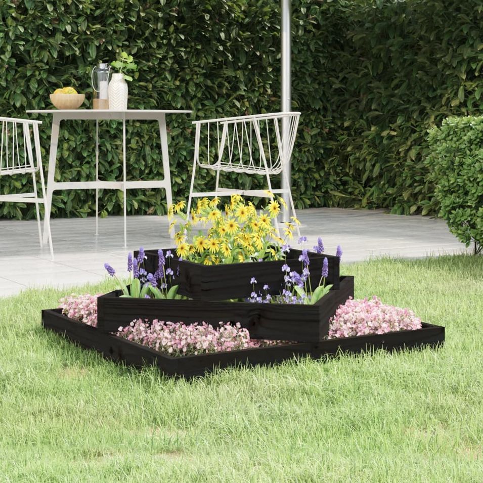Jardinière Noir 83x83x27 cm Bois massif de pin - Photo n°1