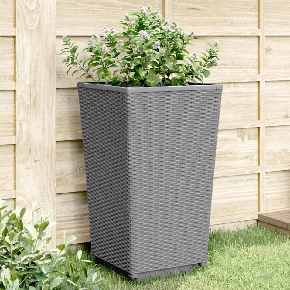 Jardinières 2 pcs gris clair 32,5x32,5x57 cm polypropylène - Photo n°1