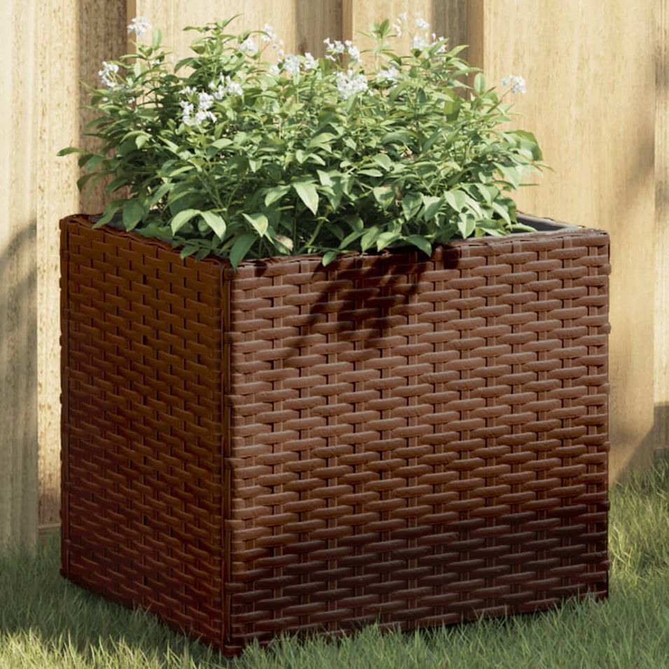 Jardinières 2 pcs marron 36x30x32 cm résine tressée - Photo n°1