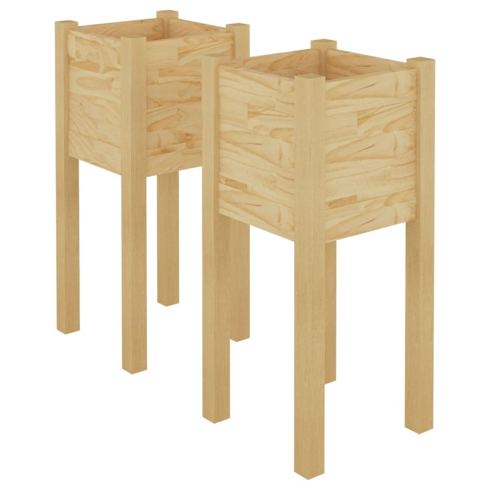 Jardinières d'extérieur 2 pcs 31x31x70 cm Bois de pin massif - Photo n°1