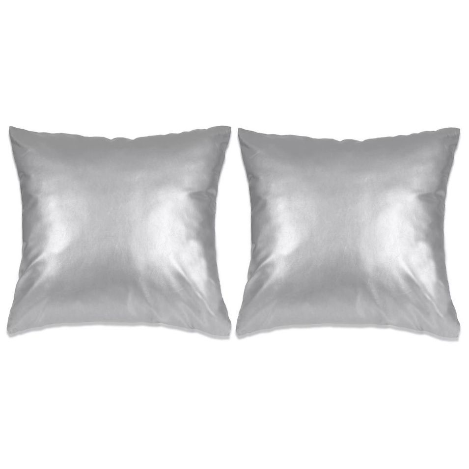 Jeu de coussin 2 pcs PU 45 x 45 cm Argenté - Photo n°1