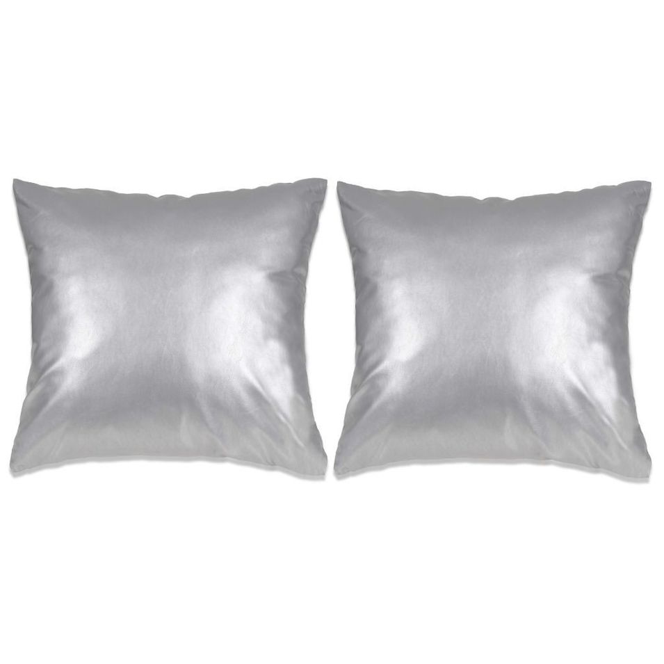 Jeu de coussin 2 pcs PU 60 x 60 cm Argenté - Photo n°1
