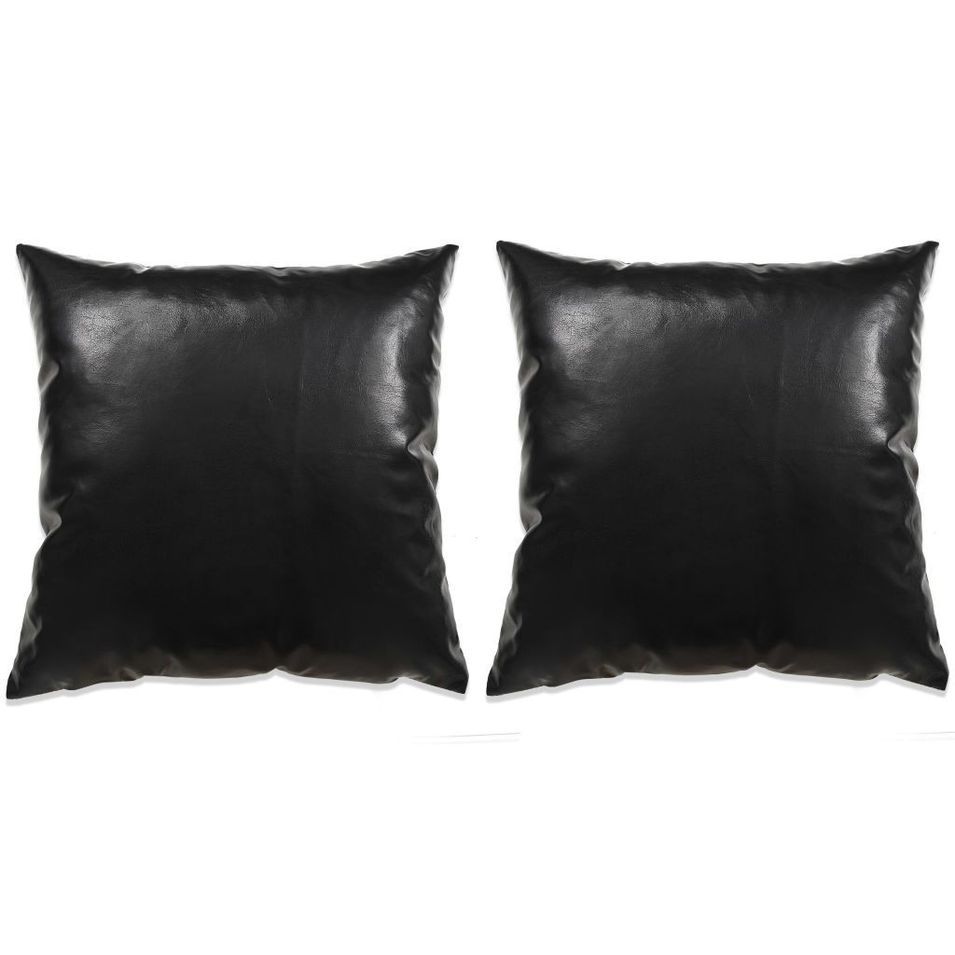 Jeu de coussin 2 pcs PU 60 x 60 cm Noir - Photo n°1