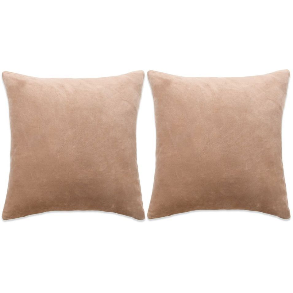 Jeu de coussin 2 pcs Velours 45 x 45 cm Beige - Photo n°1