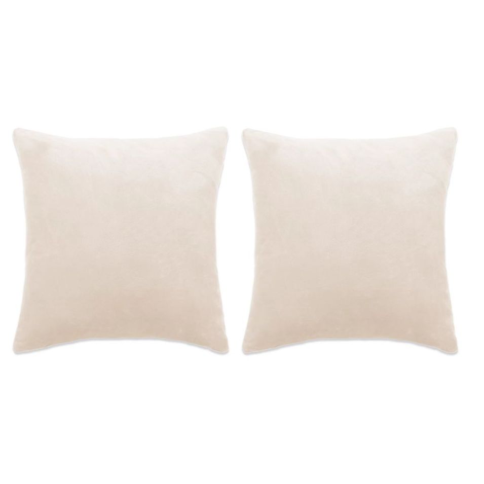 Jeu de coussin 2 pcs Velours 45 x 45 cm Blanc cassé 2 - Photo n°1