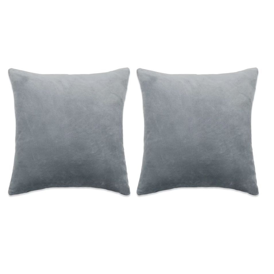 Jeu de coussin 2 pcs Velours 45 x 45 cm Gris 2 - Photo n°1