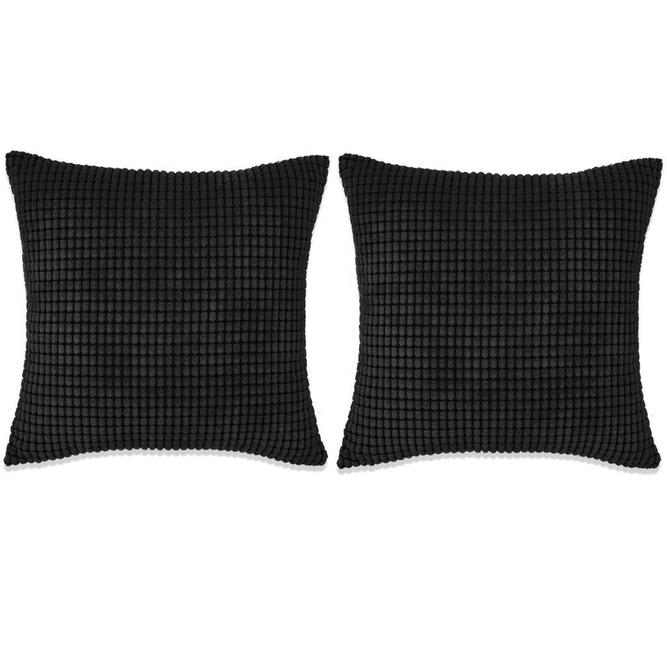 Jeu de coussin 2 pcs Velours 60 x 60 cm Noir 2 - Photo n°1
