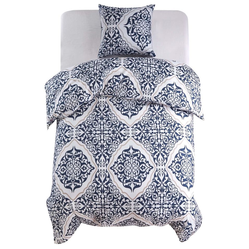 Jeu de housse de couette Classique Bleu 135x200/80x80 cm - Photo n°1