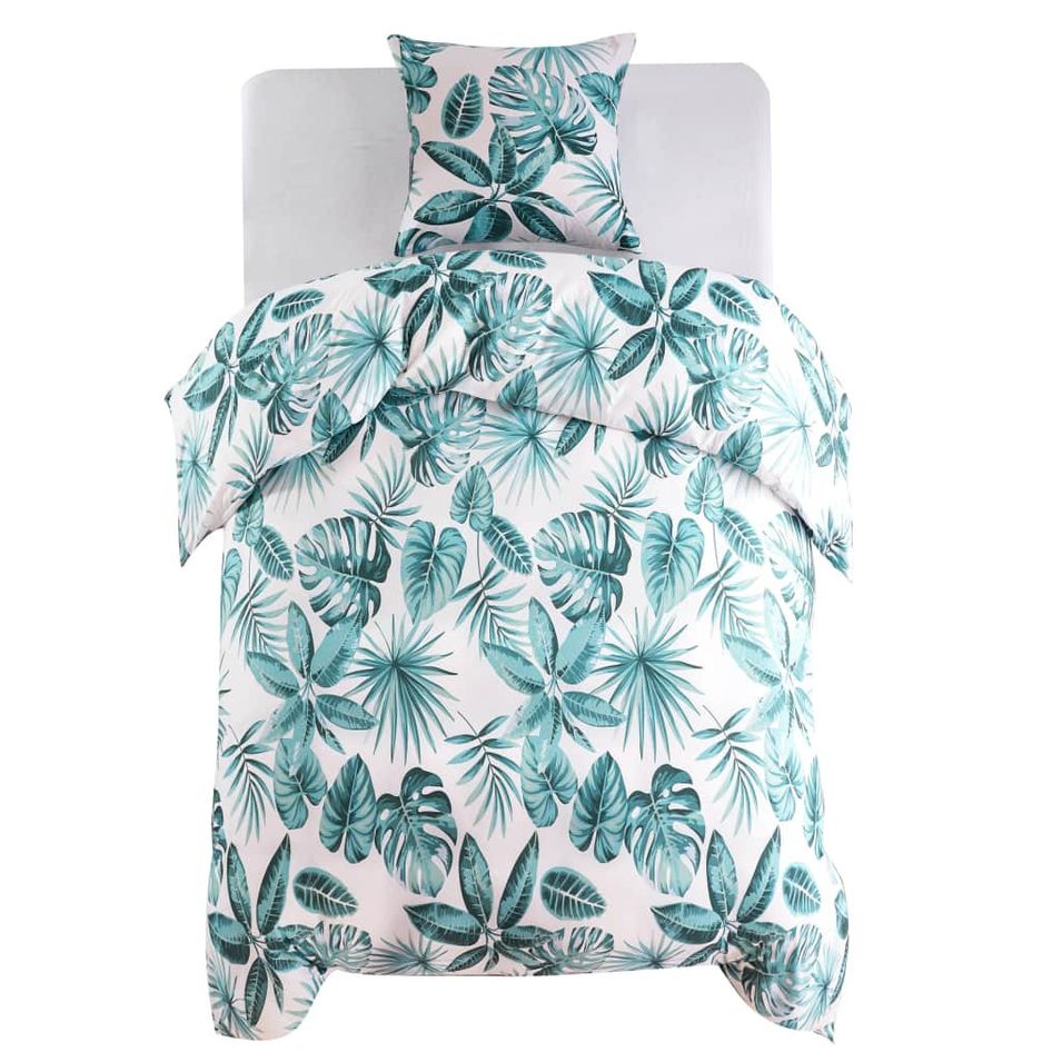 Jeu de housse de couette Feuilles Vert 140x220/60x70 cm - Photo n°1
