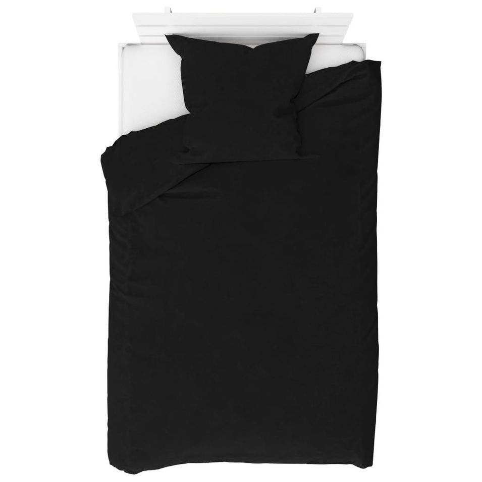 Jeu de housse de couette Molleton Noir 155x200/80x80 cm - Photo n°1