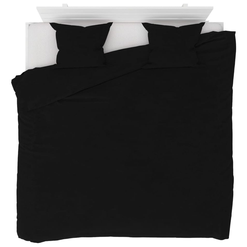 Jeu de housse de couette Molleton Noir 240x220/60x70 cm - Photo n°1