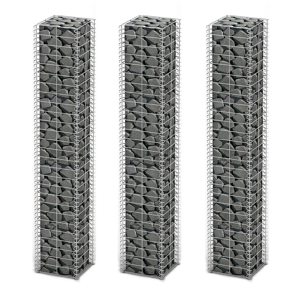 Jeu de panier de gabion 3 pcs Fil galvanisé 25 x 25 x 150 cm - Photo n°1