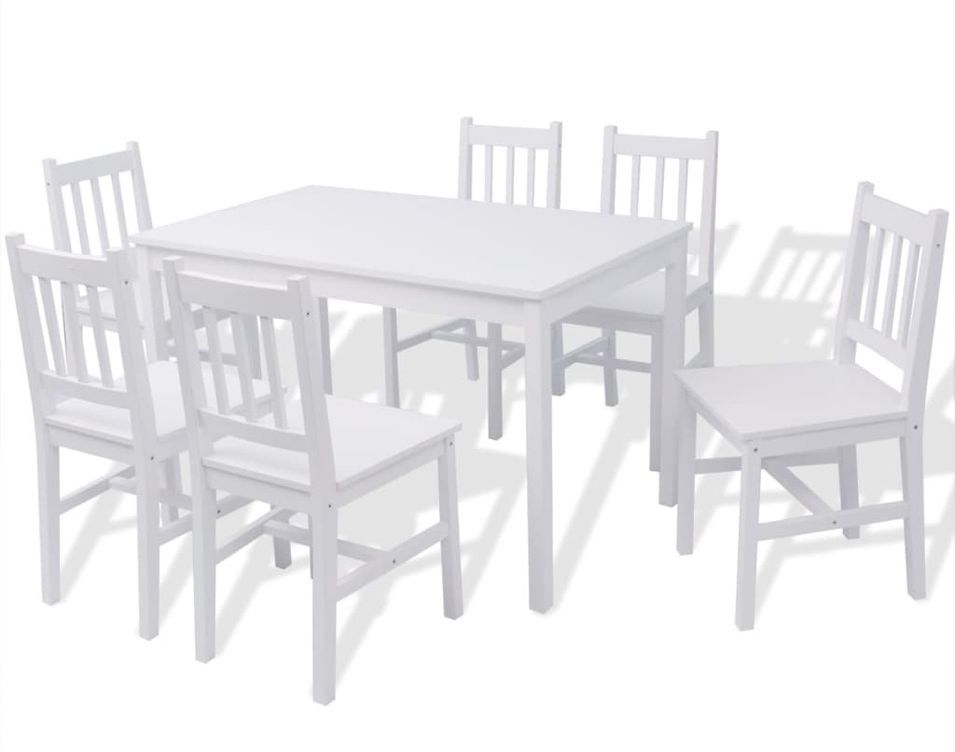 Jeu de salle à manger 7 pcs Pinède Blanc - Photo n°1