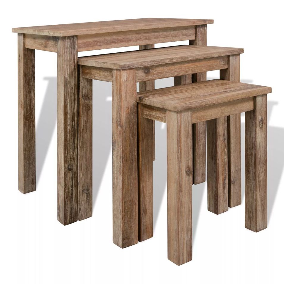 Jeu de tables gigognes 3 pcs Bois d'acacia massif - Photo n°1