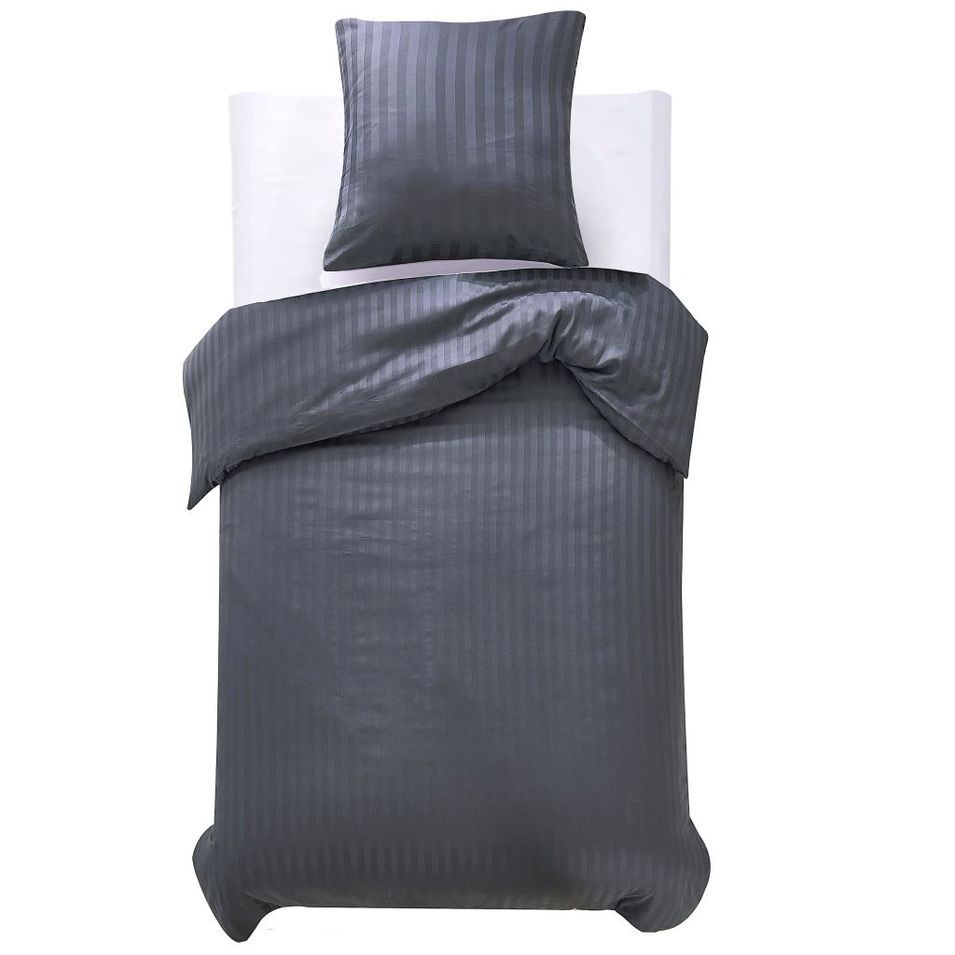 Jeu housse de couette Satin de coton Anthracite 140x200/60x70cm - Photo n°1