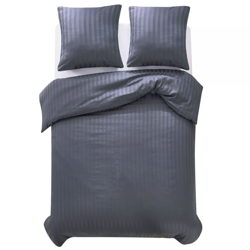 Jeu housse de couette Satin de coton Anthracite 200x220/80x80cm - Photo n°1
