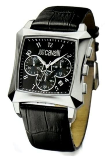 Just Cavalli Blade Gent Chrono Black Dial Black Leather Strap R7271606025 - Photo n°1