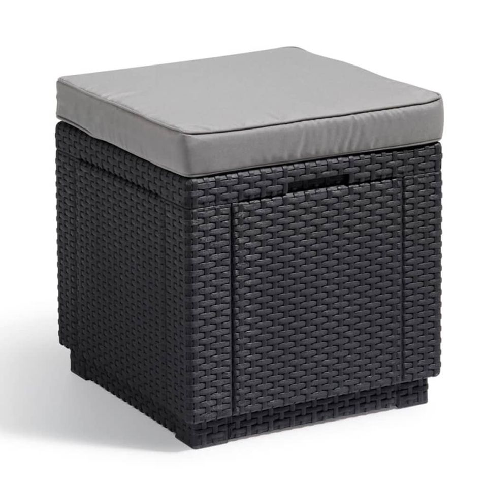Keter Pouf de rangement Cube avec coussin Graphite - Photo n°1