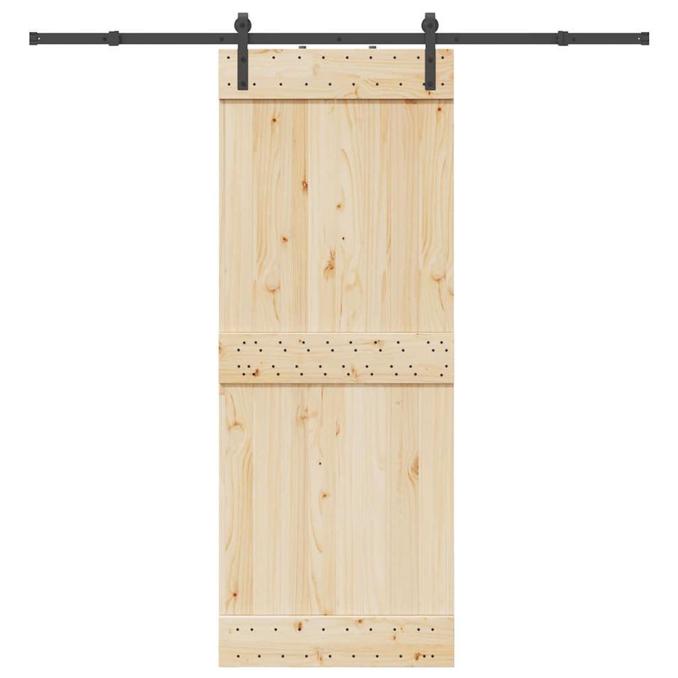 Kit de quincaillerie de porte coulissante 213,5 cm acier noir - Photo n°1