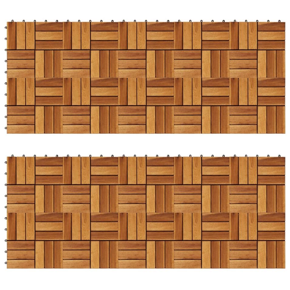 Kit tuiles de plancher en acacia 30 x 30 cm 20 pcs - Photo n°1