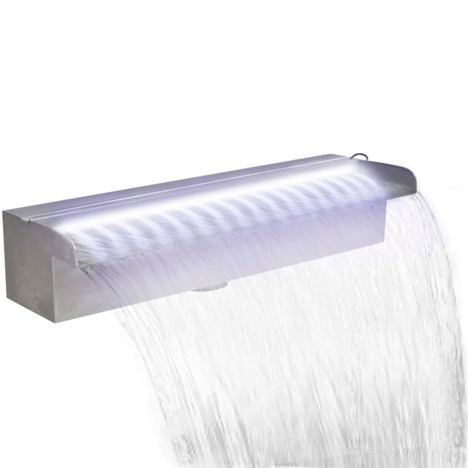 Lame d'eau rectangulaire à LED 45 cm en acier inoxydable pour piscine - Photo n°1