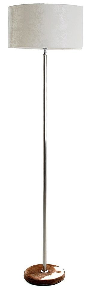 Lampadaire acier argenté et velours blanc Abby - Photo n°1