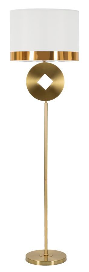 Lampadaire design doré avec abat-jour tissu élégant ALMA - Photo n°1