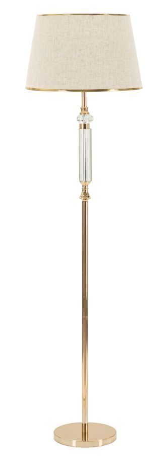 Lampadaire design doré élégant et abat-jour beige PRAGA - Photo n°1