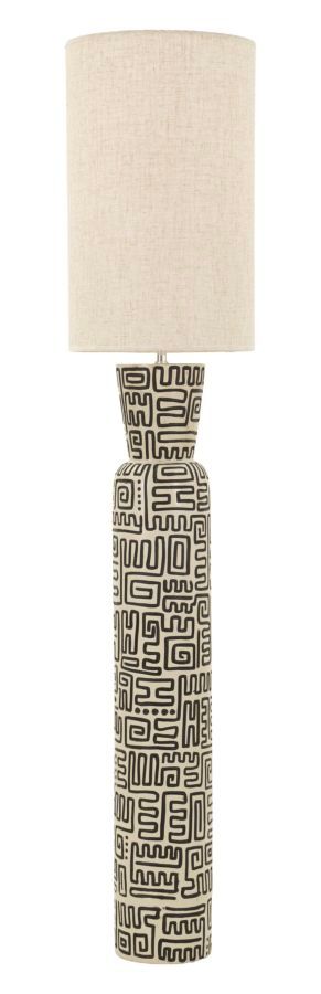 Lampadaire design motifs géométriques noir et doré NAIROBI - Photo n°1