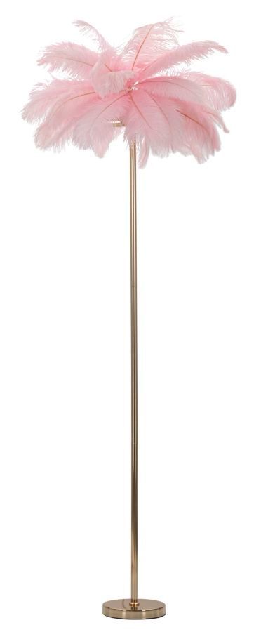 Lampadaire design plumes roses doré PALM - Photo n°1