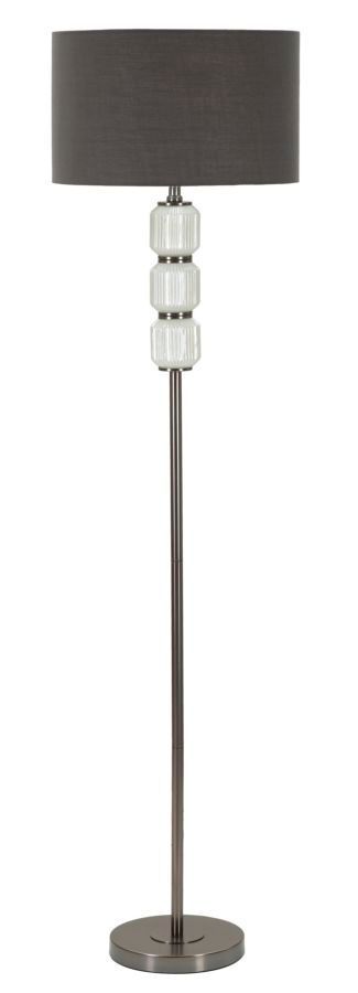 Lampadaire Lumineux verre blanc velours gris design moderne - Photo n°1