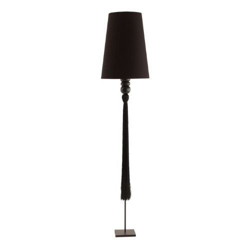 Lampadaire mahogany massif et tissu noir Ysalis - Photo n°1