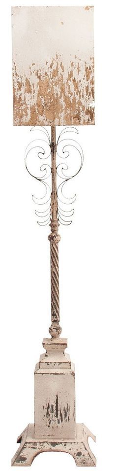 Lampadaire métal blanc et marron vieilli Lanna - Photo n°1