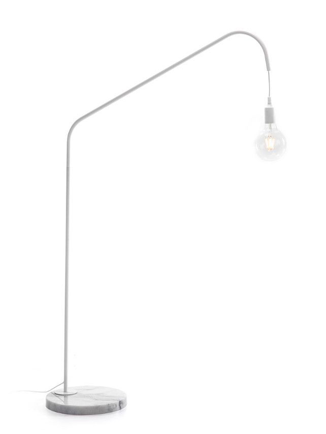 Lampadaire métal blanc et socle marbre blanc Xéna H 142 cm - Photo n°1